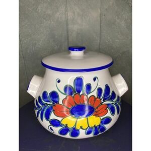 Italian hand painted soup pot with lid